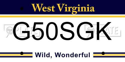 G50SGK West Virginia License Plate