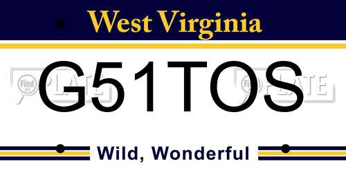 G51TOS West Virginia License Plate
