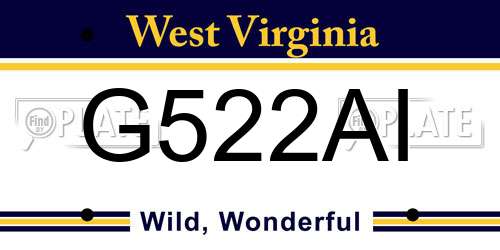 G522AI West Virginia License Plate