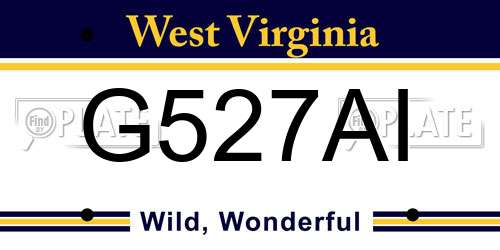 G527AI West Virginia License Plate