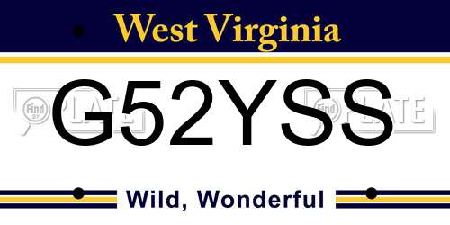 G52YSS West Virginia License Plate