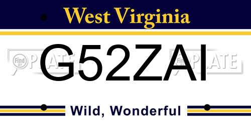 G52ZAI West Virginia License Plate