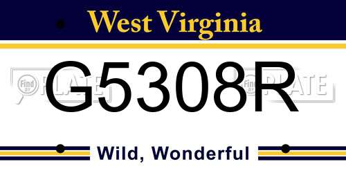 G5308R West Virginia License Plate