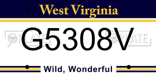 G5308V West Virginia License Plate