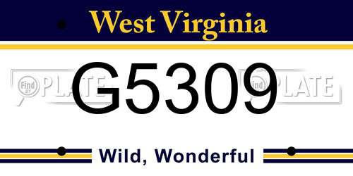 G5309 West Virginia License Plate