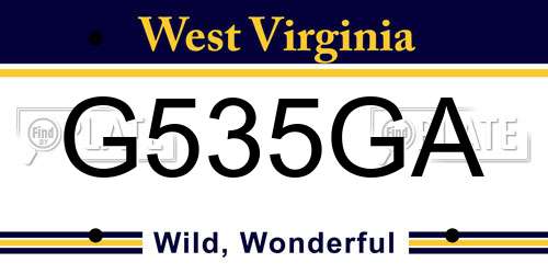 G535GA West Virginia License Plate
