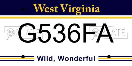 G536FA West Virginia License Plate