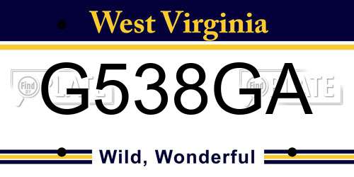 G538GA West Virginia License Plate