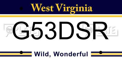 G53DSR West Virginia License Plate