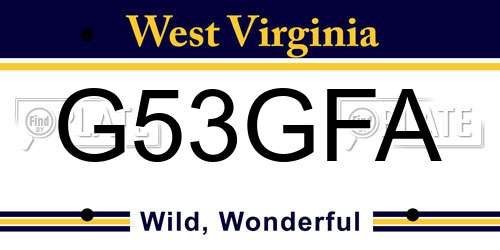 G53GFA West Virginia License Plate