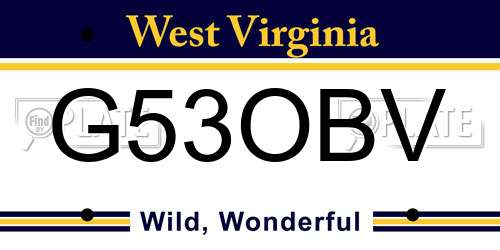 G53OBV West Virginia License Plate