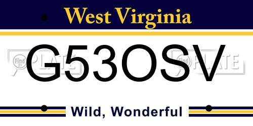 G53OSV West Virginia License Plate