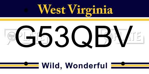G53QBV West Virginia License Plate