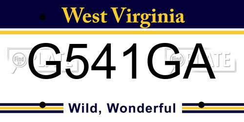 G541GA West Virginia License Plate