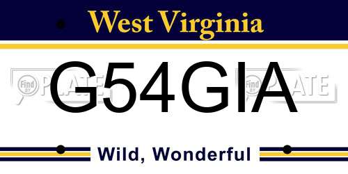 G54GIA West Virginia License Plate