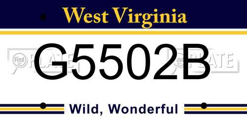 G5502B West Virginia License Plate