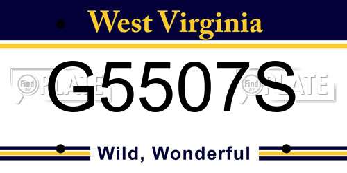 G5507S West Virginia License Plate