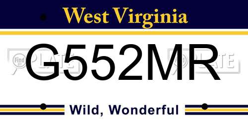 G552MR West Virginia License Plate