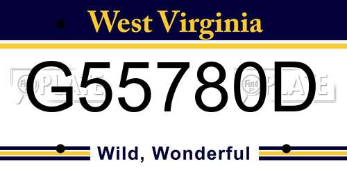 G55780D West Virginia License Plate