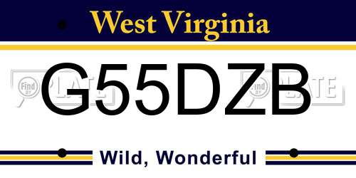 G55DZB West Virginia License Plate