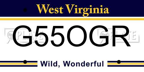 G55OGR West Virginia License Plate