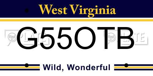 G55OTB West Virginia License Plate