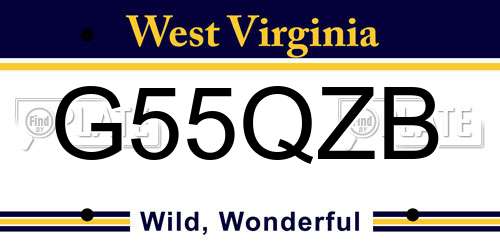 G55QZB West Virginia License Plate