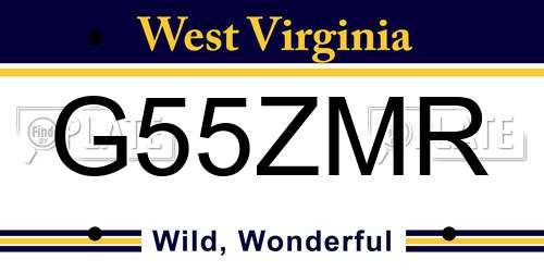 G55ZMR West Virginia License Plate