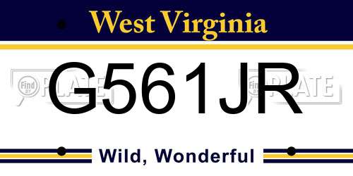 G561JR West Virginia License Plate