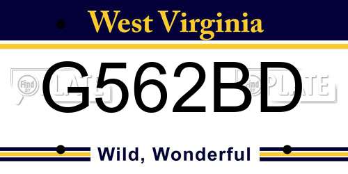 G562BD West Virginia License Plate