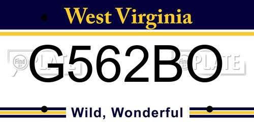 G562BO West Virginia License Plate