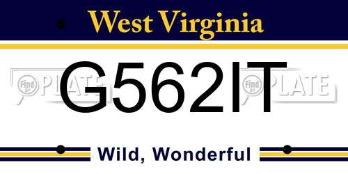 G562IT West Virginia License Plate
