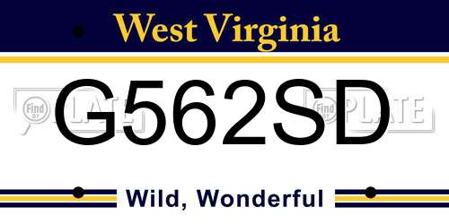 G562SD West Virginia License Plate