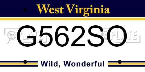 G562SO West Virginia License Plate
