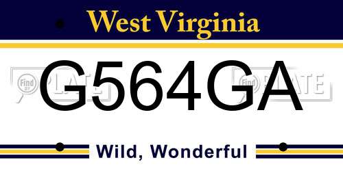 G564GA West Virginia License Plate