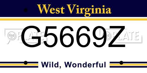 G5669Z West Virginia License Plate