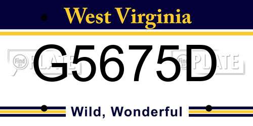 G5675D West Virginia License Plate