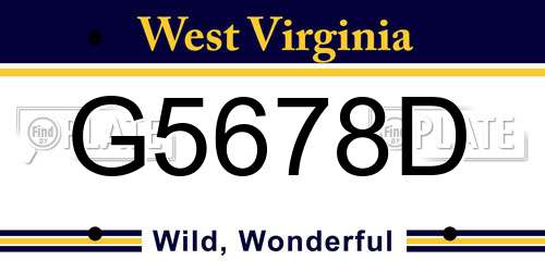 G5678D West Virginia License Plate