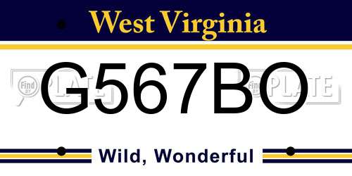 G567BO West Virginia License Plate