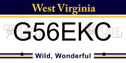 G56EKC West Virginia License Plate