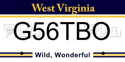 G56TBO West Virginia License Plate