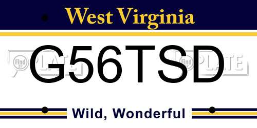 G56TSD West Virginia License Plate