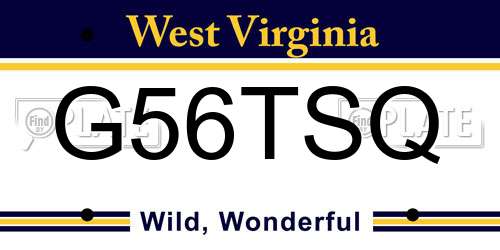 G56TSQ West Virginia License Plate