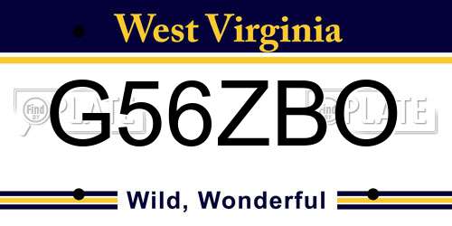 G56ZBO West Virginia License Plate