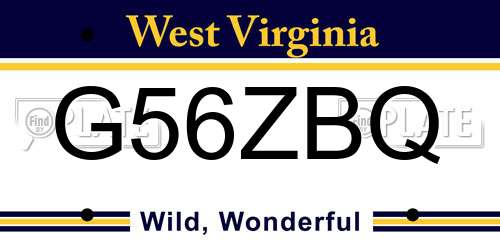 G56ZBQ West Virginia License Plate
