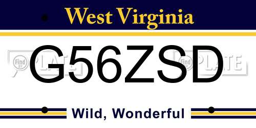 G56ZSD West Virginia License Plate
