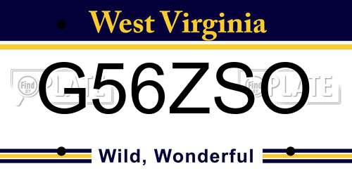 G56ZSO West Virginia License Plate