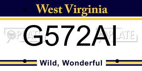 G572AI West Virginia License Plate
