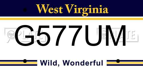 G577UM West Virginia License Plate