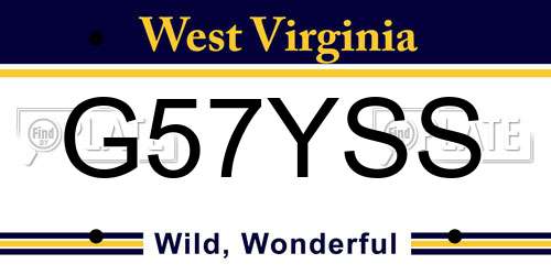 G57YSS West Virginia License Plate